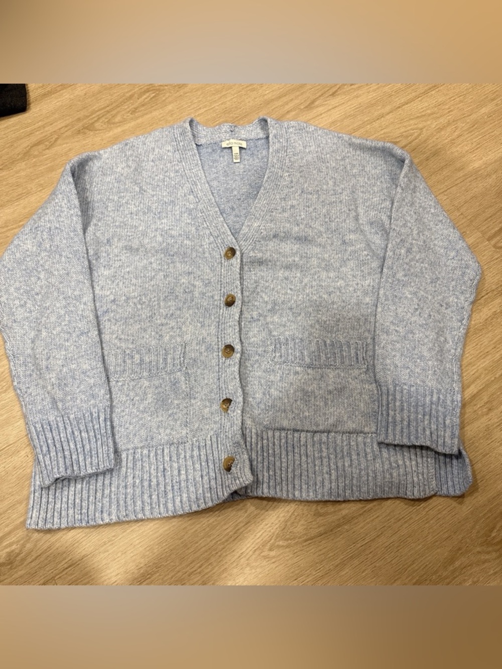 Ella Moss Heathered Light Blue V-Neck Button Cardigan